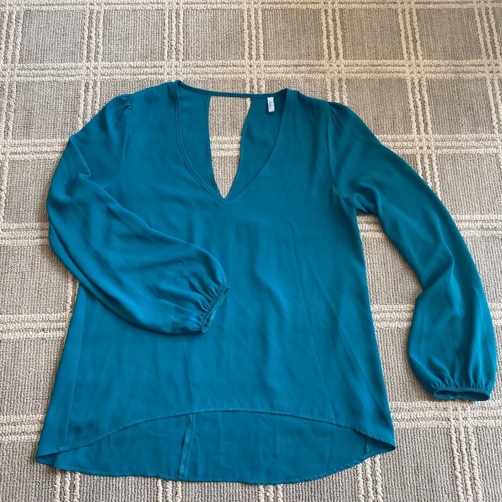 Turquoise v neck blouse